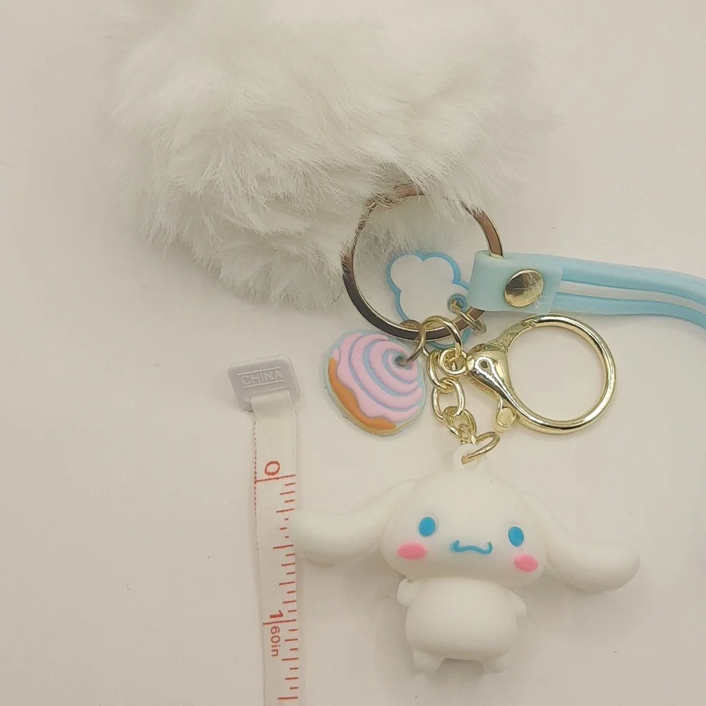 HK Inspired Cinnamoroll  Pom Pom Keychain Bag Pendant Keyring Jewelry NWOT